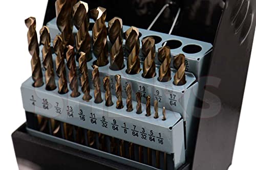 Shars 1/16-3/8" by 64ths + 1/2" 135 22 pcs Cobalt Jobber Drill Set 404-2938 P