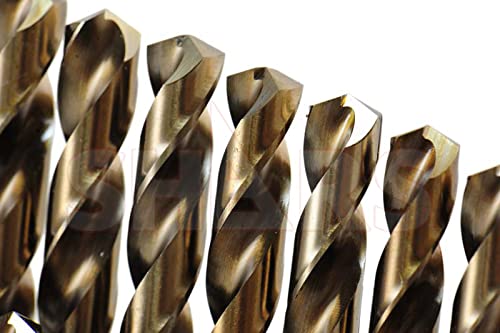 Shars 1/16-1/2" by 64ths 29 Pcs M35 Cobalt Straw Finish Jobber Drill Set with Huot Index Box 135° Point Angle 404-2260C P