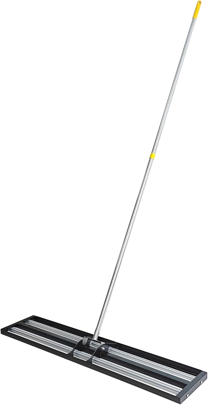 48"x10"Lawn Leveling Rake with Aluminum Rollers, Stainless Steel Yard Lawn Leveler Tool with Adjustable Long Handle, Yard Leveling Rake Suit, Levelawn Tool for Soil, Grass, Golf Course, Garden, Farm