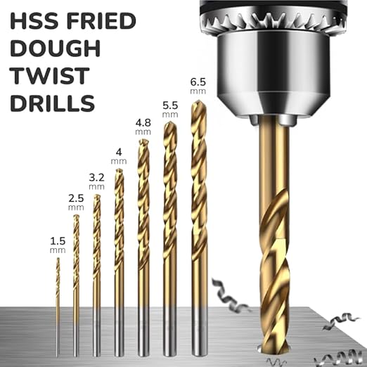 35-Pieces HSS Metal Drill Bits Set, Screwdriver Bit Titanium Step Bits Paddle Flat Bits Twist Step Drills Hex Shank Hole Saw Kit, High Speed Steel, Industrial Drill Bits