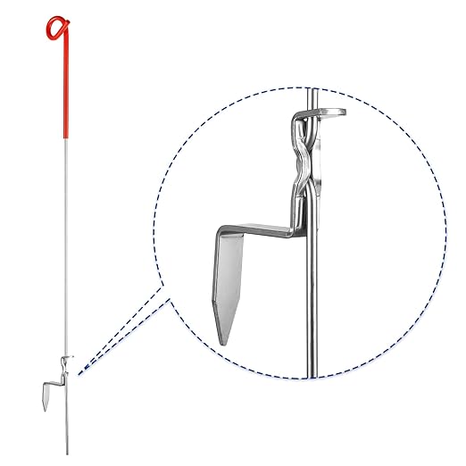 Fence Shock 41 Inches Systems Pig Tail Step-in Fence Post, Stainless Steel for Garden and Farm, Portable Fence Ideal for Electric Fencing - Pack of 30 Red