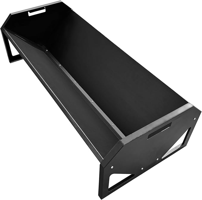 45.13" Heavy Duty Steel Goat Feeder, Heavy Duty 22 Gallon Capacity Livestock Feed Trough, Thickened Livestock Feeder for Goats, Sheep, Horses, Cattle, Alpacas, Easy to Clean, Black
