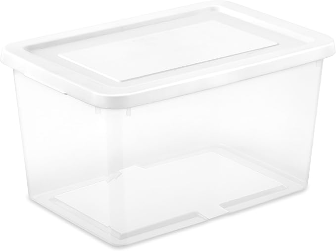 Sterilite 8-Pack Storage Box, Clear Plastic Storage Container Bins with Lids, 20 Quart - Heavy-Duty Organizing Containers for Closet, Bathroom, and Office