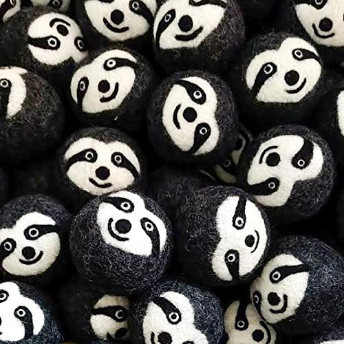 Friendsheep Wool Dryer Balls, Organic Reusable Fabric Softener Alternative for Laundry, Handmade, Fair Trade, Hypoallergenic, Eco-Friendly, Plastic-Free (6 Pack XL – Gray Sloth - Sloth Squad)