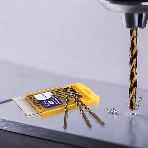 7/32 Inch Cobalt Drill Bits 10Pcs - HPHOPE M35 HSS Metal Twist Drill Bits Set, Jobber Drill Bits Length and Straight Shank, Suitable for Drilling in Hard Metal, Stainless Steel, Cast Iron