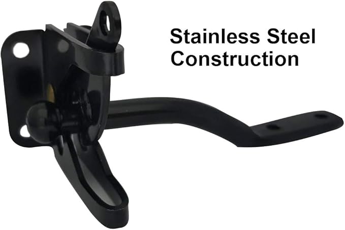 QCAA 304 Stainless Steel Self-Locking Gate Latch, 2-1/8", Black Coated, Made in Taiwan, 2 Pack