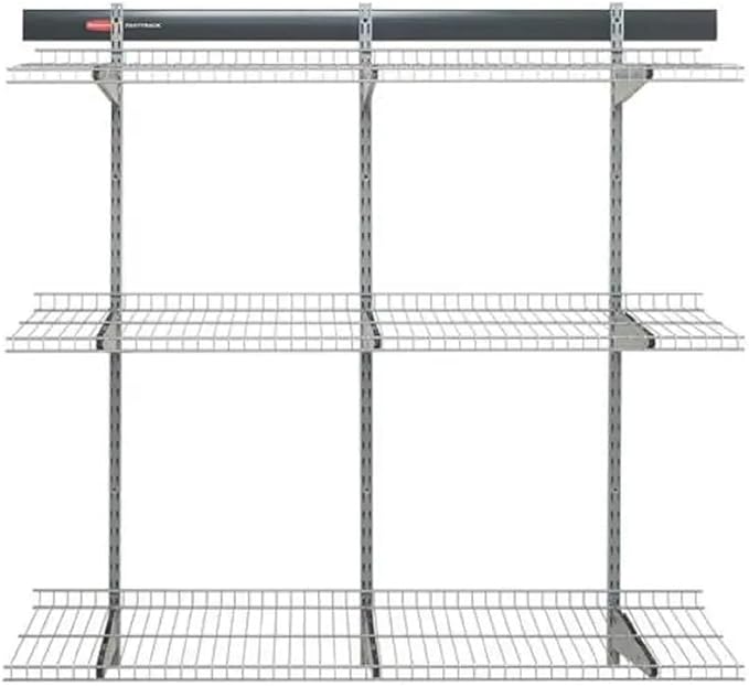 Rubbermaid Fasttrack Rail Storage 36"x12" 3-Shelf Kit, 350 lbs. Per Shelf, for Home/Garage/Shed/Workshop Organization