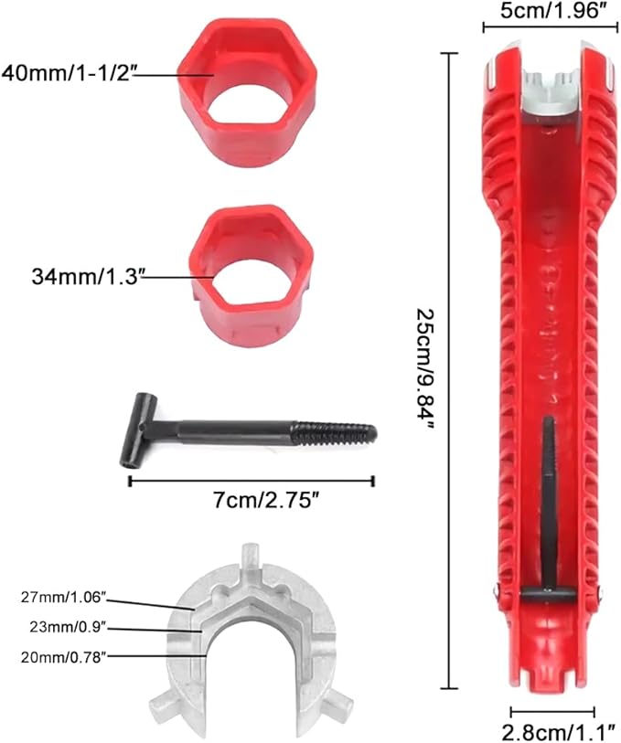 8 in 1Multifunctional Kitchen Faucet Sink Basin Wrench, Kitchen Drain Tub Removal nut Plumbing Plumber for Tight Spaces Installation and Repairs Tools