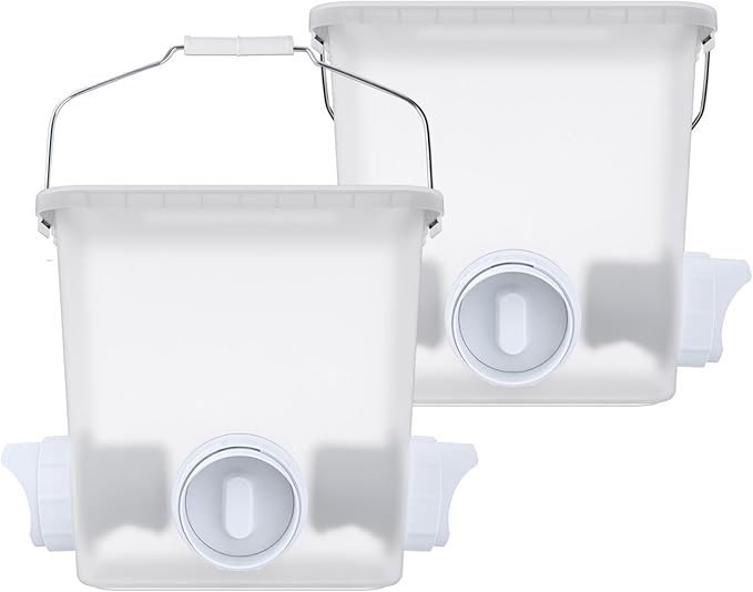 Automatic Chicken Feeder Chicken Feed Container Hanging Chicken Feeder Rainproof Poultry Feeder Bucket (Frosted)