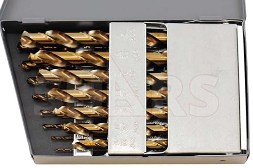 Shars 1/16-1/2" by 32nds 15 Pcs M35 Cobalt Heavy Duty Black & Gold Finish Jobber Drill Set 135° Point Angle 404-2205 P