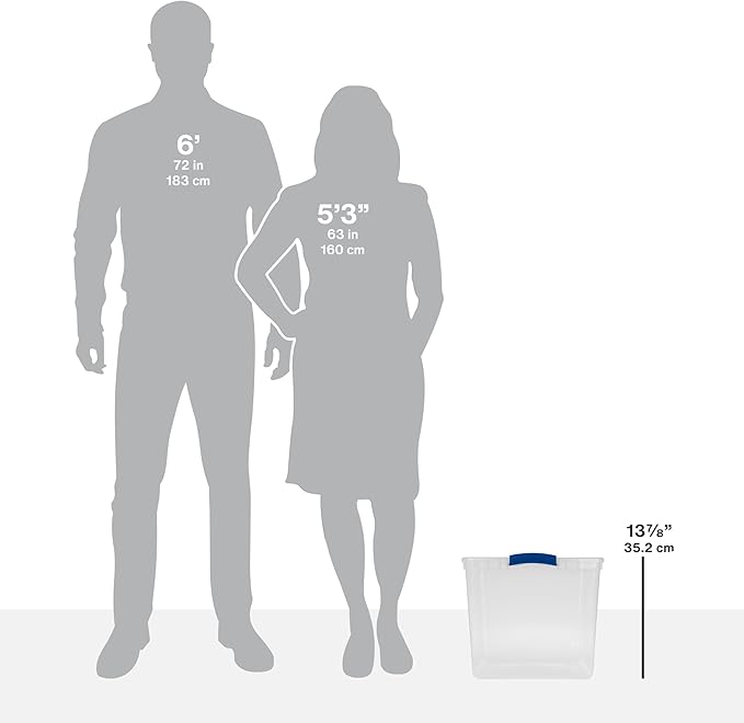 2 Pack 66 Quart Clear Plastic Storage Bins with Blue Latch Lids – Containers for Home, Closet & Garage Organization, Ideal for Bulky Item Storage