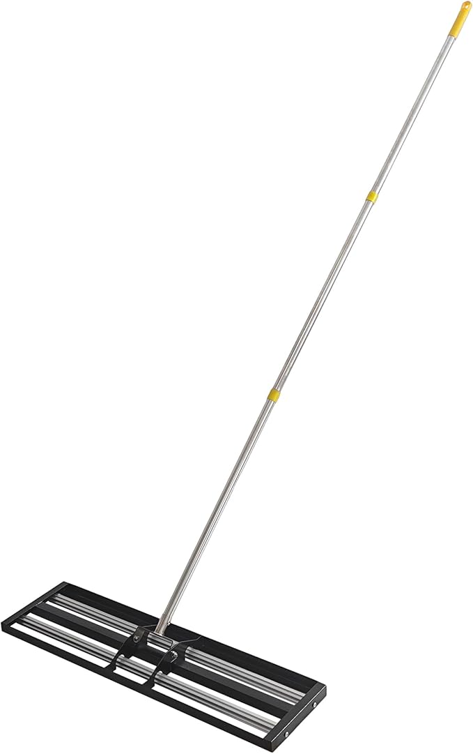 36"x10"Lawn Leveling Rake with Aluminum Rollers, Stainless Steel Yard Lawn Leveler Tool with Adjustable Long Handle, Yard Leveling Rake Suit, Levelawn Tool for Soil, Grass, Golf Course, Garden, Farm