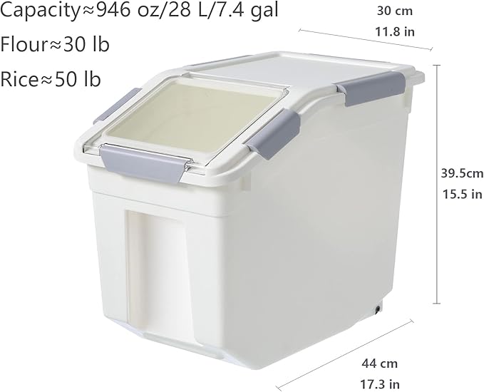 CITY BABY 2 Pack Airtight Flour Storage Container With Scoop,Dry Food, Sugar, Baking Supplies,Rice Container Set -BPA Free- Pet Food Storage Container,Dog Cat Birds Food Bin(30LB)