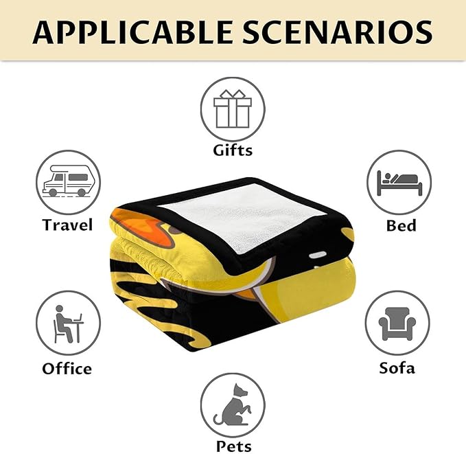 Duck Throw Blanket - Soft, Fuzzy & Warm - 30x40 Inches Lap Size Blanket for Couch, Office - Black Cute Throw Gift for Girls, Boys