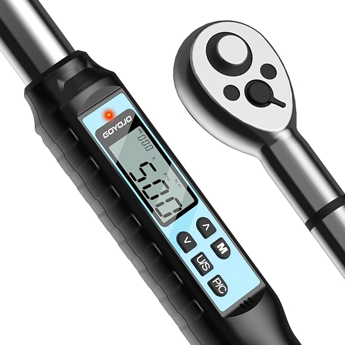 3/4-Inch Heavy Duty Digital Torque Wrench 11~369 ft-lb/15~500Nm, for Heavy Machinery, Construction Equipment & Industrial Assembly, with ±2% Accuracy, Vibration, Buzzer and LED Flash Notification