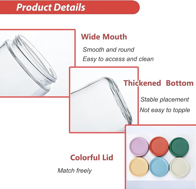 Overnight Oats Containers with Lids 16 oz Glass Jars Glass Mason Jars with Airtight Lids, Perfect for Oats, Yogurt, Chia Pudding (12)