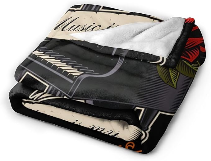 Piano Blanket Decor Gifts for Piano Teacher Flannel Fleece Fuzzy Throw Blanket Soft Warm Cozy Plush Music Blanket for Bed Couch Living Room Stuffed Decoration for Kids Adult 80"x60"
