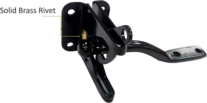 QCAA Self-Locking Gate Latch, 2-1/8",Steel, Black, 2 Pack, Made in Taiwan