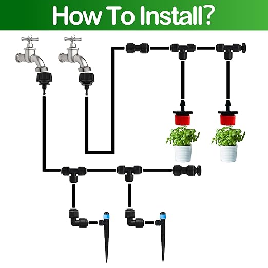 30 Pieces 1/4 Inch Drip Irrigation Elbow Fittings - 1/4'' Drip Line Push-to-Fit Connectors for 1/4 Inch Drip Irrigation Tubing Leak Free Lock Elbow Parts for Drip Irrigation System