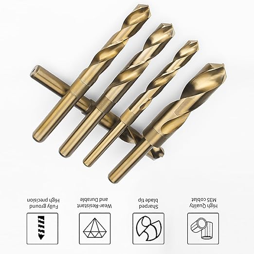 Meccion Cobalt Drill Bit 57/64 Inch High Speed Steel M35 Reduced Shank Twist Drill Bit for Metal, Cast Iron, Stainless Steel, Alloy, Non-Ferrous Etc.
