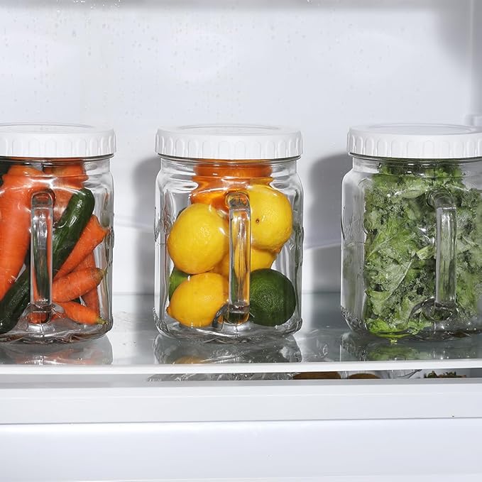 Glass 74 Ounce Mason Jars Wide Mouth Mason Jar Large Square Food Container with Lid for Overnight Oats and Food Storage (2 Pack)