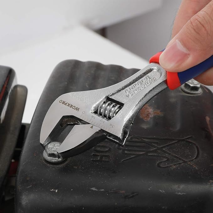 WORKPRO 3-piece Adjustable Wrench Set CR-V with Rubberized Anti-Slip Grips 10-inch, 8-inch, 6-inch