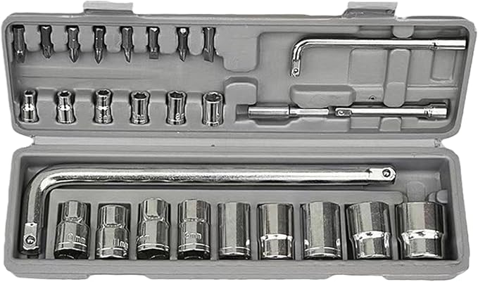 Mechanic Socket Set | 27-Piece Ergonomic Heavy Duty Professional - Full Socket Home Tool Kit with Storage Case - for Automotive Truck Home Workshop Garage Repair Maintenance Daily Care