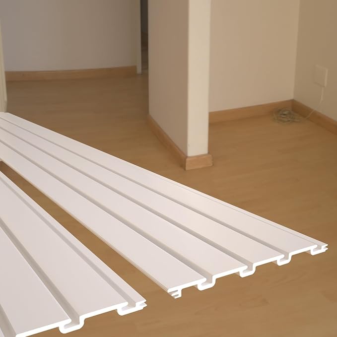 NeatiEase Slatwall Panel Wall Storage Systems, 4 x 4ft Slat Wall Paneling Garage Wall Organizer, Heavy Duty Wall Mounted PVC Wall Rack (White)