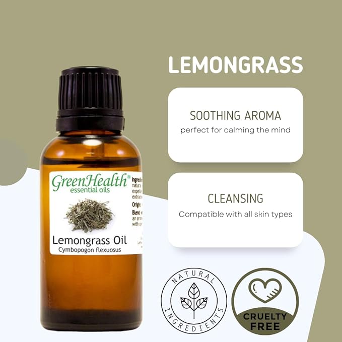 GreenHealth Lemongrass Essential Oil 1 Gallon โ Wholesale Bulk Size | 100% Pure & Uncut | Natural Steam Distilled Oil for Candle Making, Cleaning, Air Care & More