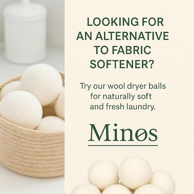 Natural Wool Dryer Balls | Reusable Natural Fabric Softener | Reduces Wrinkles & Drying Time | Large Dryer Balls is a Better Alternative to Plastic Balls and Liquid Softener| Saves Energy (Pack of 6)