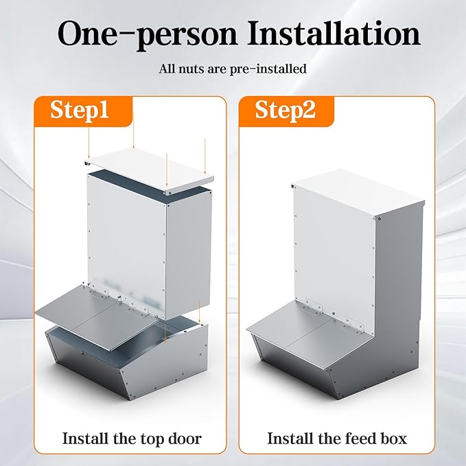 2 Door Hog Feeder, Heavy Duty Galvanized Steel Pig Feeder, 3.7 Bushels Capacity, Moisture Proof Piglet Creep Feeder, All Nuts Pre-Installed, Silver