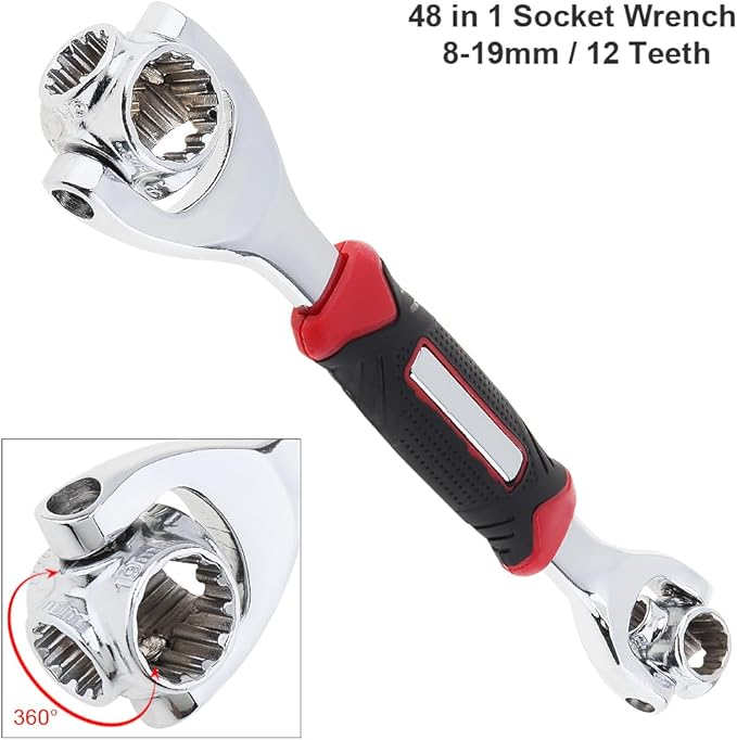 Universal Wrench 52 in 1 Socket Wrench Multifunction Wrench Tool with 360 Degree Rotating Head, Spanner Tool for Home Bicycle Car Repair