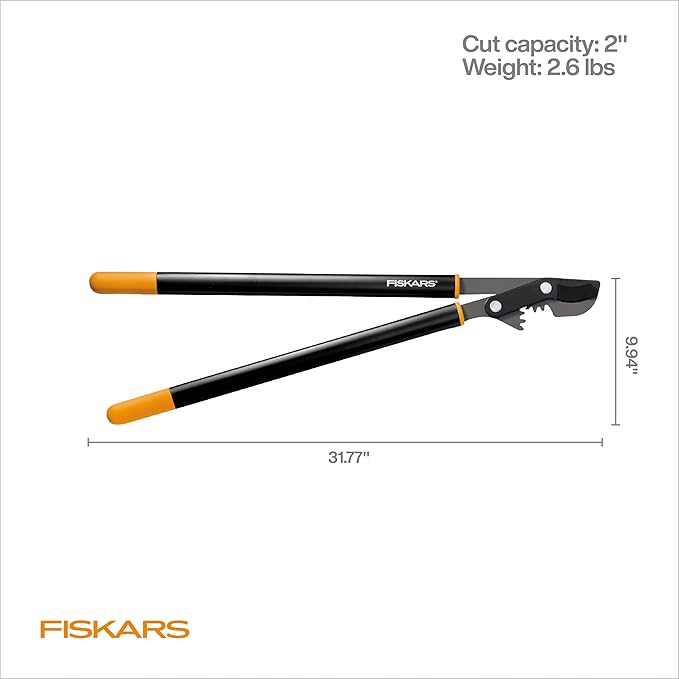 Fiskars 32-Inch PowerGear Loppers for Tree Trimming, Heavy-Duty, Sharp Bypass Steel Blade Tree Branch Cutter up to 2-Inch Diameter Cut Capacity, Hand Loppers