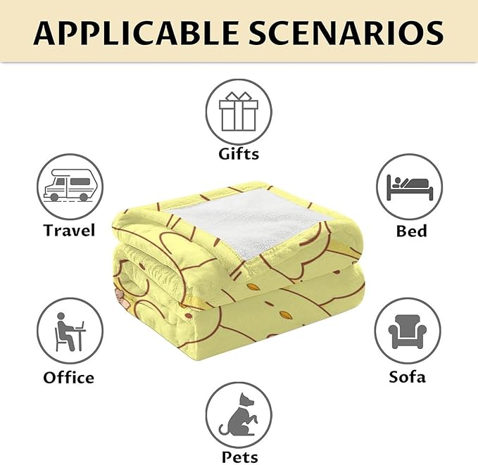 Duck Throw Blanket - Soft, Fuzzy & Warm - 30x40 Inches Lap Size Blanket for Couch, Office - Yellow Cute Throw Gift for Girls, Boys