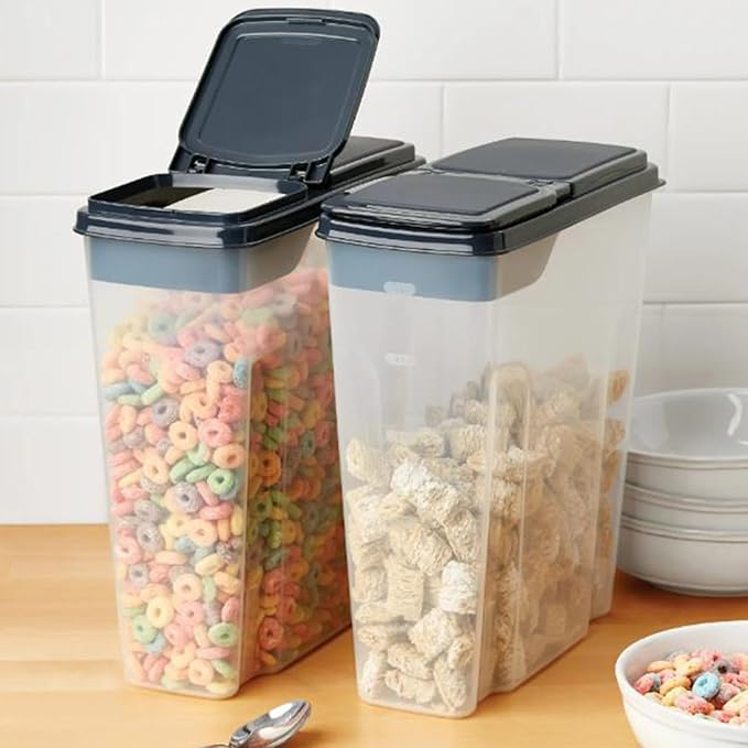 Airtight Food Storage Containers Set with Lids, 2 PCS Plastic Leak-proof Food Dispenser for Pasta Flour Rice & Sugar - 24 Cups/6 Quarts