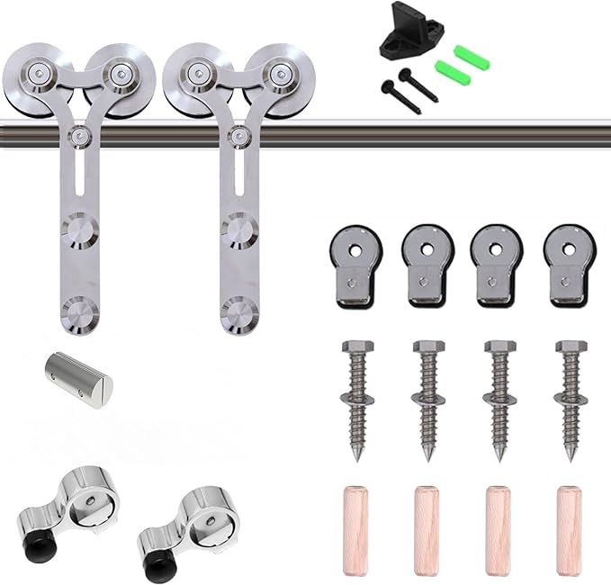TSMST 7FT Sliding Barn Door Hardware Kit, Stainless Steel Heavy Duty Sturdy Barn Door Track for Single Wood Door, Slide Smoothly Quietly (Y Style)