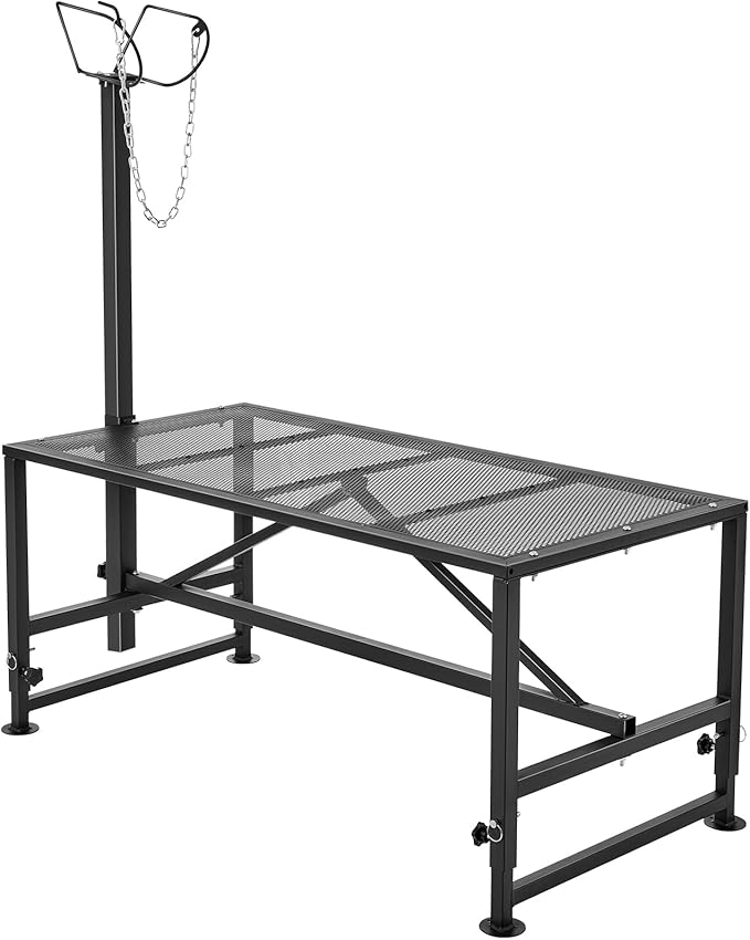 VEVOR Sturdy Sheep Stand - 51x23 inch Metal Livestock Trimming Stand, Adjustable Height 21" to 33", with Headpiece and Nose Loop, 500lbs Capacity, Ideal for Goats and Lambs, Black