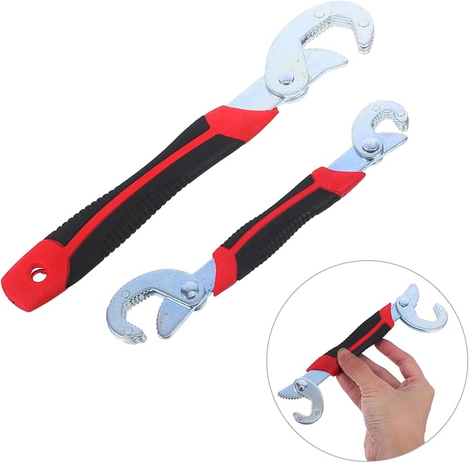 2Pcs Portable Multifunction Hand Tool Quick Opening Adjustable Pipe Wrench with Comfortable Ergonomic Handle for Home and Professional Plumbing Heavy Duty Water Pipe Repair