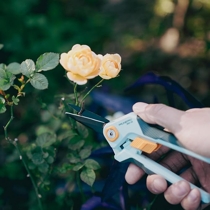 PrunePro Garden Scissors Pruning Shears Sharp Stainless Steel Non-Stick Teflon Coating Blade for Precise Cuts Garden Snip Bonsai Clippers for Plants Rose Flower Green & Orange