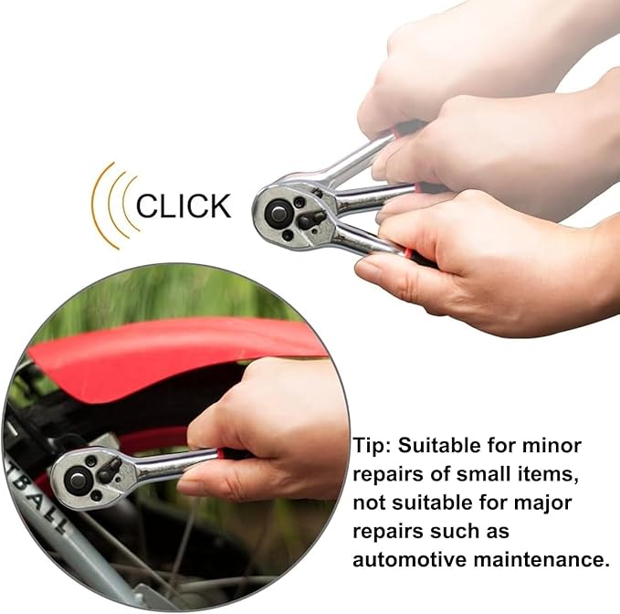 Egofine 28pcs 1/4 Inch Ratchet Socket Wrench Set, Drive Socket Set with 12 Sockets and 14 Bit Socket Set, with Extension Bars