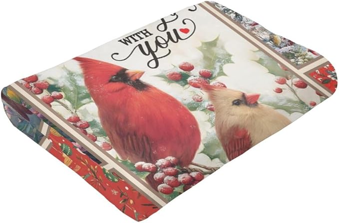 Cardinal Throw Blanket Christmas Cardinals Flannel Blankets Red Birds Plush Super Soft Cozy Warm Decor Gifts for Boys Girls Kids Adults Men Women 40" x 50"
