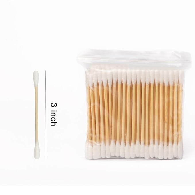 Egaageoi 1000 Count Bamboo Cotton Swabs - Double-Tipped, with Sturdy Bamboo Sticks - 100% Biodegradable and Plastic-Free Cotton Buds for Makeup, Ear Cleaning, and Pets - Zero Waste Eco-Friendly Swabs