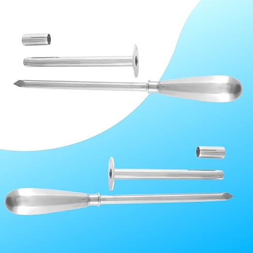 Stainless Steel Veterinary Trocar with Metal Handle Durable Surgical Instrument for Livestock, Cattle and Farm Animals Effective Relief Tool for Bloating, Gas, Abdominal Procedures (Trocar 9.5 Inches)