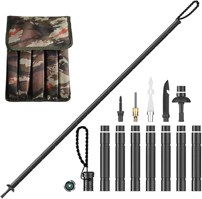 Saker Collapsible Tactical Hiking Stick Plus 2026|Hiking Trekking Pole|Lightweight Aluminum Gear Walking Pole with Survival Hiking Staff for Camping, Hunting,Outdoor Adventures