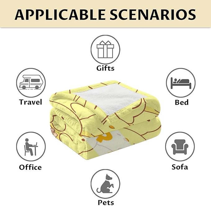 Personalized Duck Throw Blanket - Soft, Fuzzy & Warm - 50x60 Inches Throw Size Blanket for Bed, Couch - Yellow for Girls, Boys