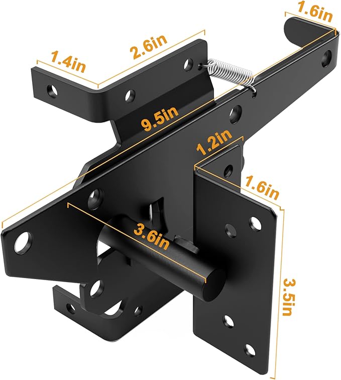 WINSOON Stainless Steel Self Closing Gate Hinge and Latch Hardware Kit, Heavy Duty Adjustable Tension Gate Hinges 2-Pack & 1-Automatic Latch, Gate Hardware Kit for Wood/Vinyl Fence Gate