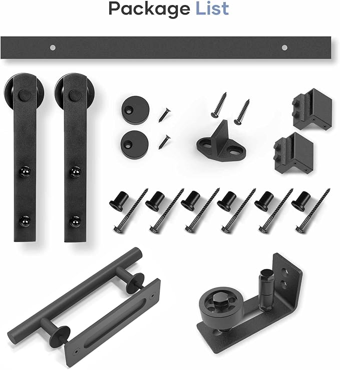 EaseLife 8 FT Sliding Barn Door Track and Handle Hardware Kit, Straight Pulley,Slide Smoothly Quietly,Easy Install (8FT Track Kit for 40"~48" Wide Single Door)