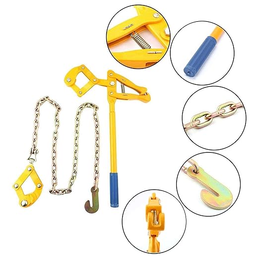 Nisorpa Fence Stretcher Tensioner Chain Strainer Heavy Duty Fence Puller Energiser Repair Tool for Cattle Barn Farm Fencing Repair Plain & Barbed Wire Stretcher Tool 47.25'' Chain Capacity 2200lbs