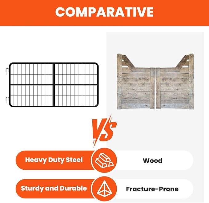 48" W × 24" H Horse Stall Gate, 1" Thick Steel Frame Stall Guards for Horses, Heavy Duty Horse Stall Guard, Fits Standard Barn Doorways, Easy to Install