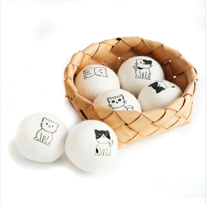 Pack of 12 Cute Cat Wool Dryer Balls Christmas Gifts for Women